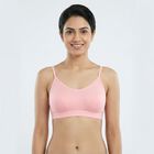 Women's Pink Cotton Blend Scoop Neck Minimalist Bra, Light Pink, small