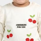 Infants' Cream Cotton Round Neck Pullover Sweatshirt, Off White, small