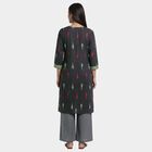 Women's Black Cotton Round Neck Embroidered Kurta, Black, small