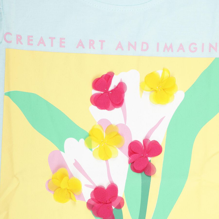 Girls' 100% Cotton T-Shirt , हल्का नीला, large image number null
