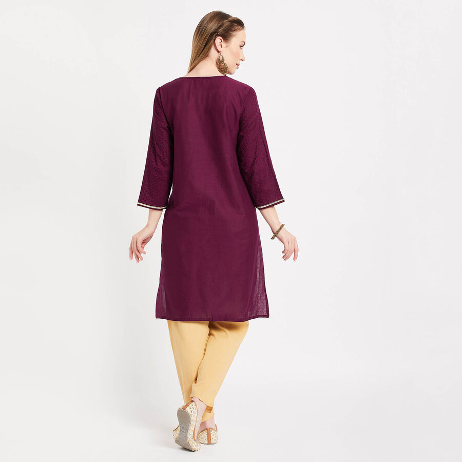 Women Cotton Kurta, वाइन, large image number null
