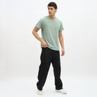 Men's Light Sage Green Round Neck Striped T-Shirt, Light Green, small image number null
