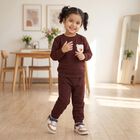 Girls Wine Round Neck Lounge Hipster Set, वाइन, small