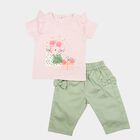 Infants Pink Cotton Round Neck T-Shirt Set Upper and Bottom Set, हल्का गुलाबी, small