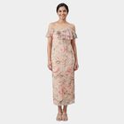 Women's Light Pink Mock Neck Floral Mini Dress, Light Pink, small