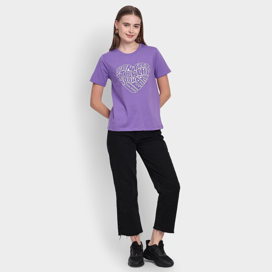 Ladies' Round Neck T-Shirt, Purple, large image number null