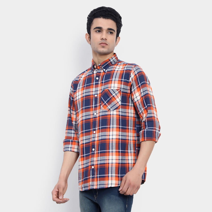 Cotton Checks Casual Shirt, Rust, large image number null