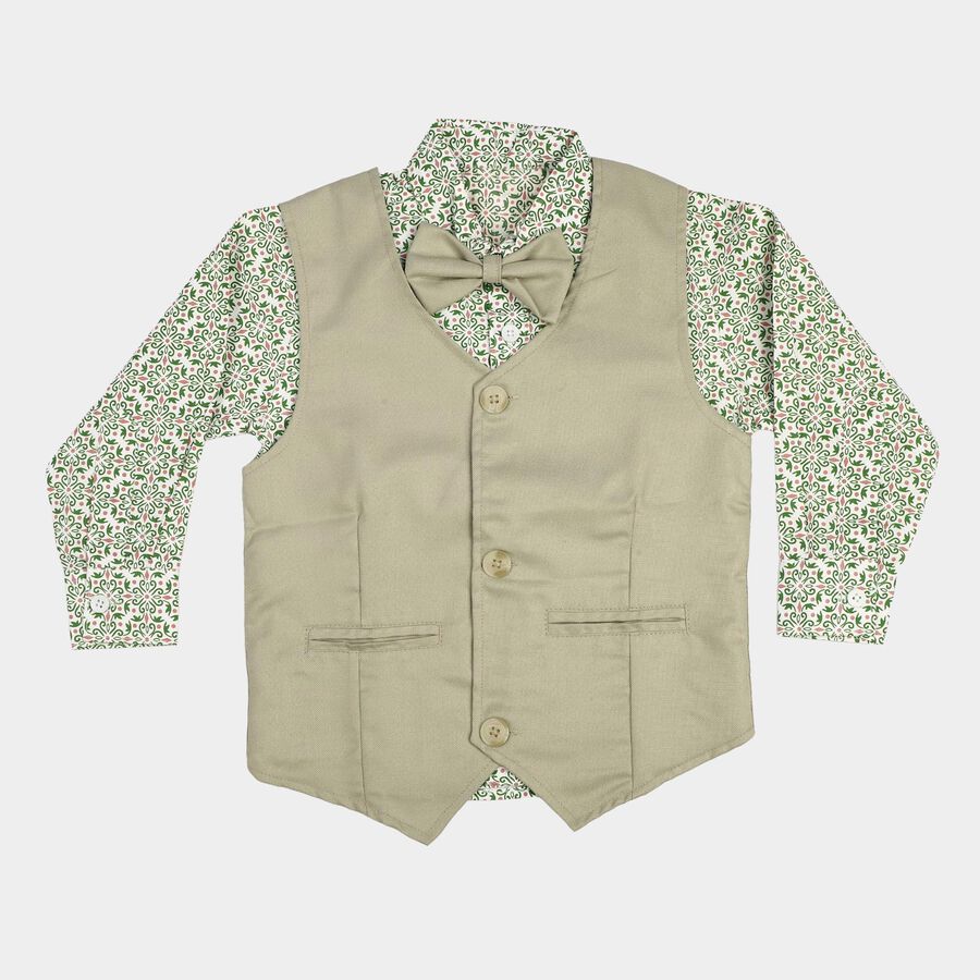 Boys' Green Cotton Collar Neck Shirt, Light Green, large