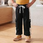 Girls Black Straight Fit Side Stripe Cargo Pyjama, Black, small