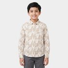 Boys Beige Cotton Collar Shirt, Beige, small