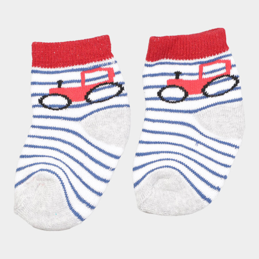 Infants Cotton Stripes Socks, Melange Light Grey, large image number null