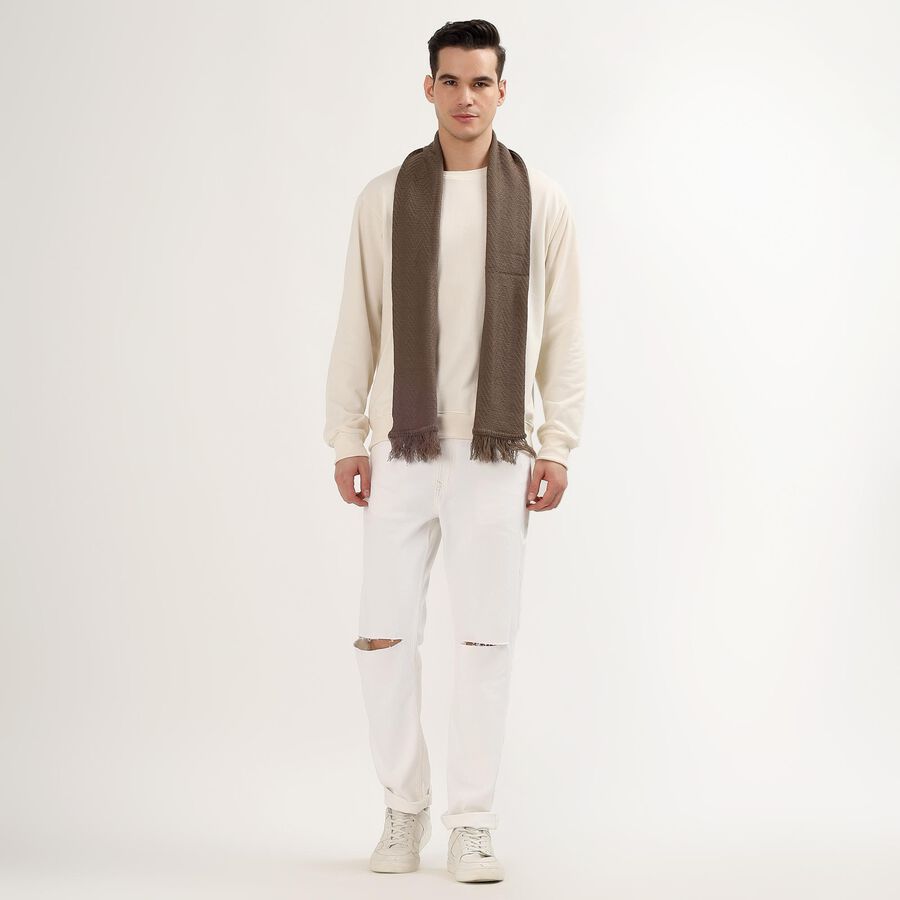 Men's Warm Brown Textured Muffler, Brown, large image number null