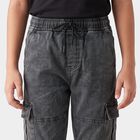 Boys' Black Relaxed Fit Cargo Jeans, Black, small
