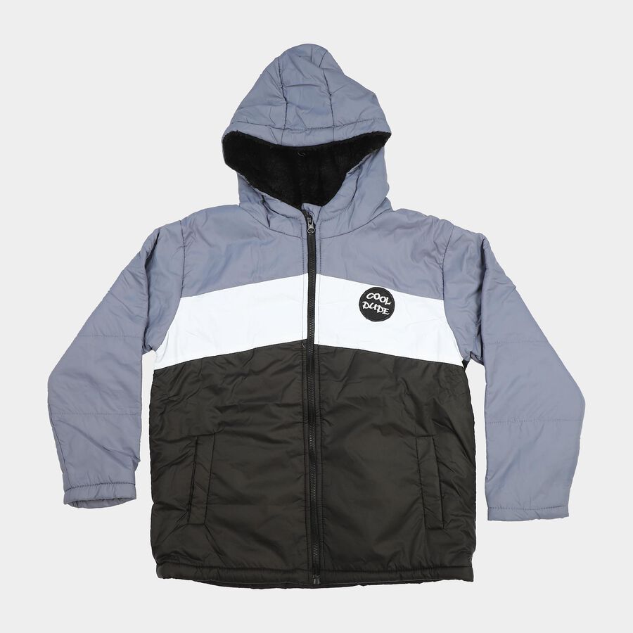 Boys Light Blue Hooded Puffer Jacket, Light Blue, large