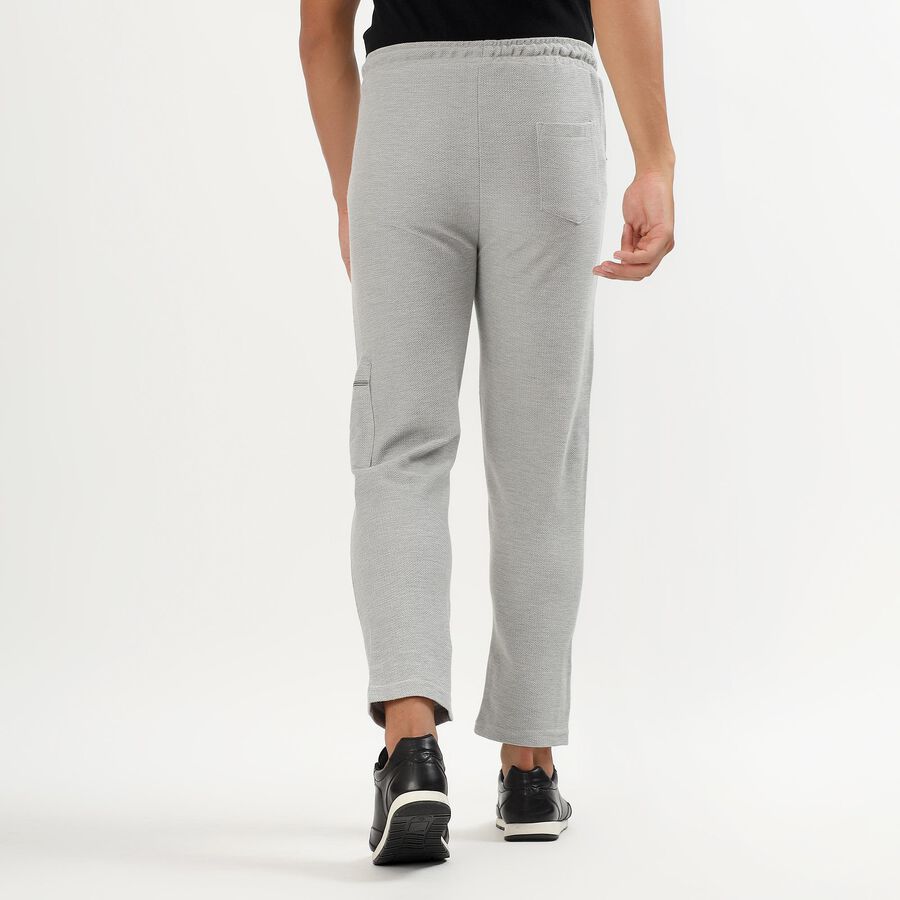 Men's Light Grey Textured Cotton Blend Jogger, मिश्रित हल्का ग्रे, large image number null