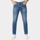 Men's Blue Straight Fit Stretchable Jeans, Mid Blue, small