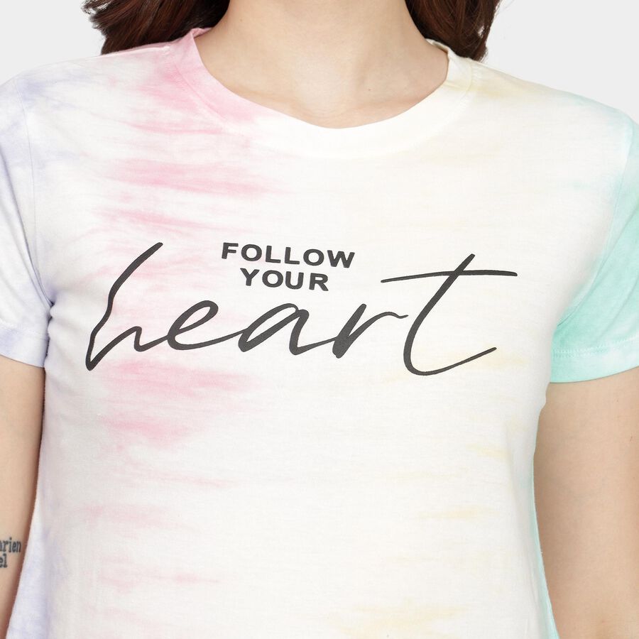 Ladies' Cotton Round Neck T-Shirt, Pink, large image number null
