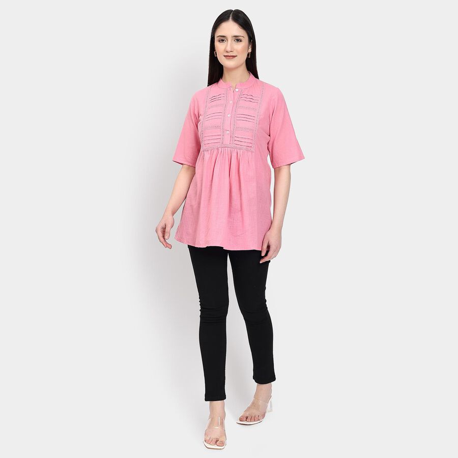 Ladies' 100% Cotton Kurti , गुलाबी, large