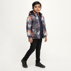 Boys Grey and Orange Hooded Casual Jacket, चारकोल, small image number null