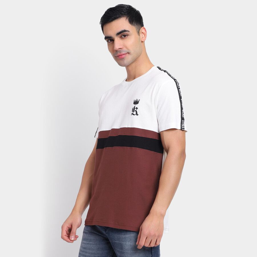 Men's 100% Cotton Round Neck Half Sleeves T-Shirt , Brown, large image number null