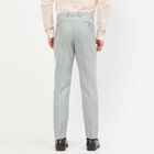 Men's Light Grey Slim Fit Flat-Front Formal Trousers, Light Grey, small