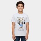 Boys Ecru Melange Round Neck Casual Half Sleeve T-Shirt, Ecru Melange, small