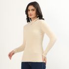 Women's Soft Beige High Neck Fitted Pullover, गहरा पीला, small image number null