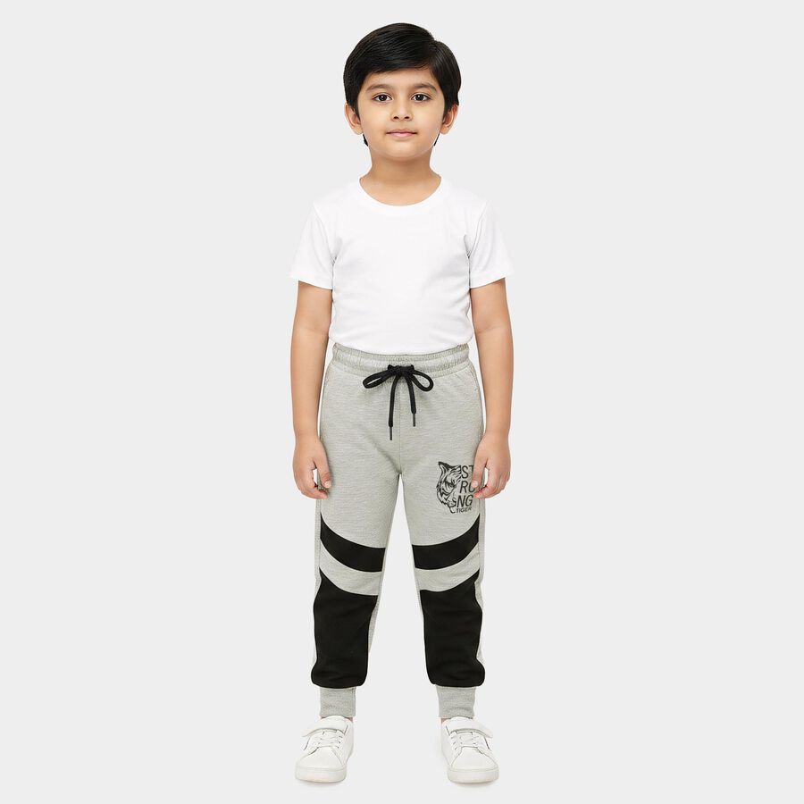 Boys Grey Jogger Fit Graphic Printed Pyjama, Light Grey, large