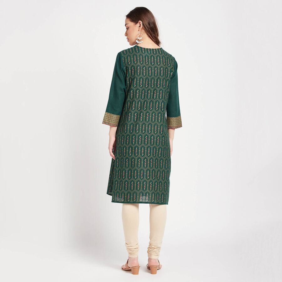 All Over Print Kurta, गहरा हरा, large image number null
