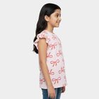 Girls Light Pink Cotton Round Neck Casual T-Shirt, हल्का गुलाबी, small