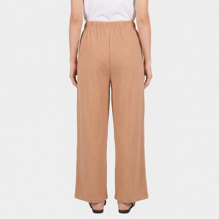 Women's Beige Relaxed Fit Ribbed Harem Pants, गहरा पीला, large