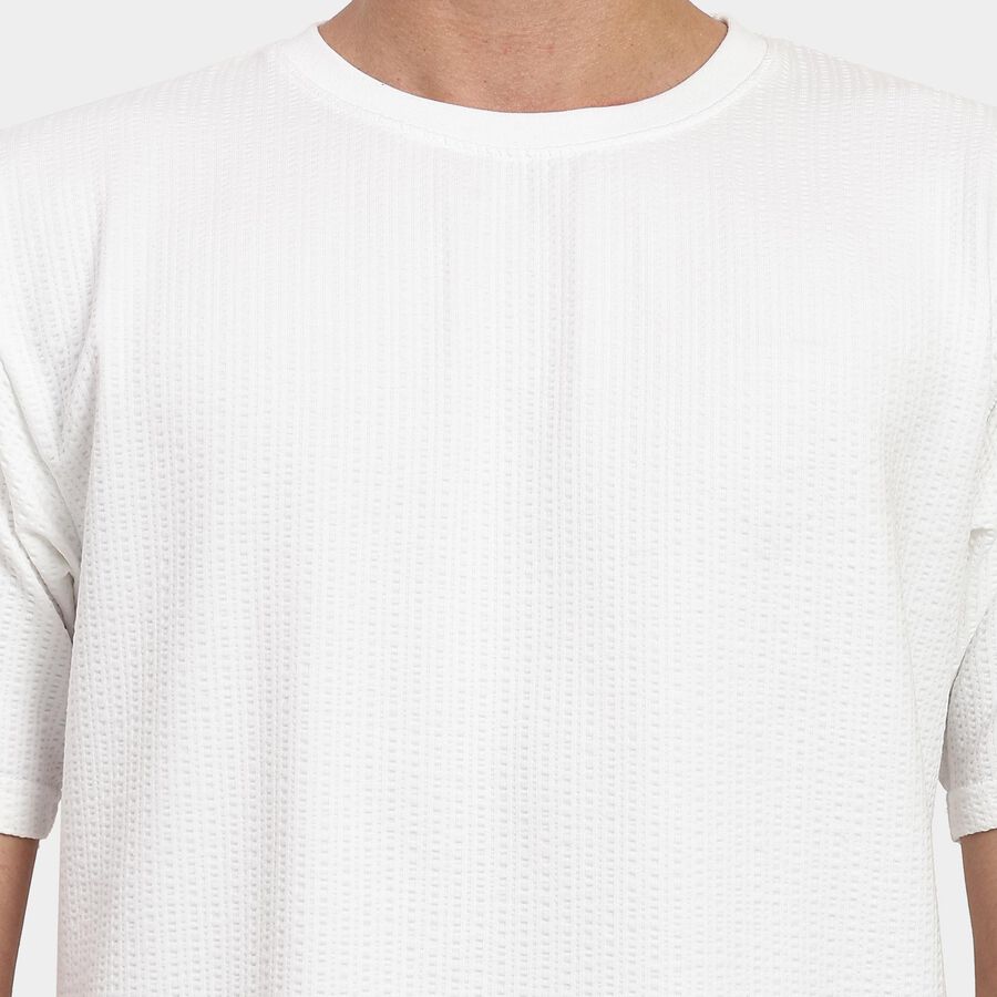 Men's Round Neck Half Sleeves T-Shirt, White, large image number null