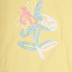 Girls' Bright Yellow Crew Neck Ruffled T-Shirt, Yellow, small image number null
