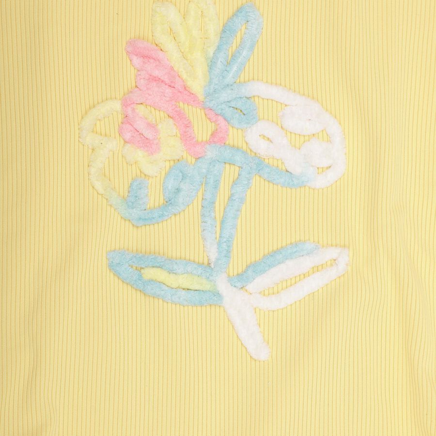 Girls' Bright Yellow Crew Neck Ruffled T-Shirt, Yellow, large image number null