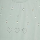 Girls Light Sage Green Crew Neck Casual Sweatshirt, हल्का हरा, small image number null