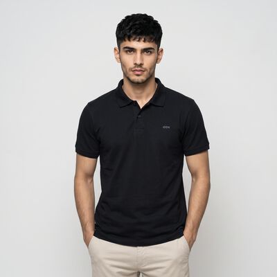 Men's Navy Blue Polo Neck Solid Polo T-Shirt