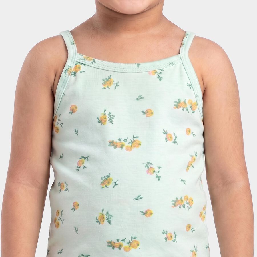 Girls' Mint Green Cotton Round Neck Quilted Vest, Light Green, large