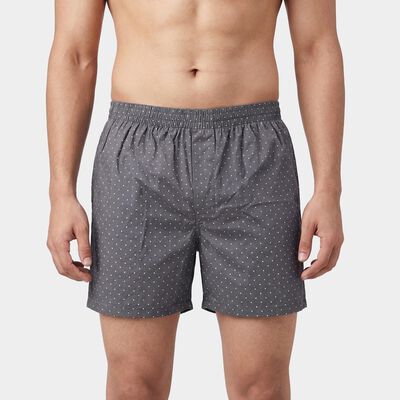 Men's Dark Grey Regular Fit Printed Boxers