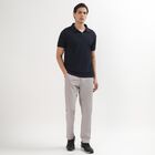 Men's Light Grey Slim Fit Flat-Front Casual Trousers, सिल्वर, small