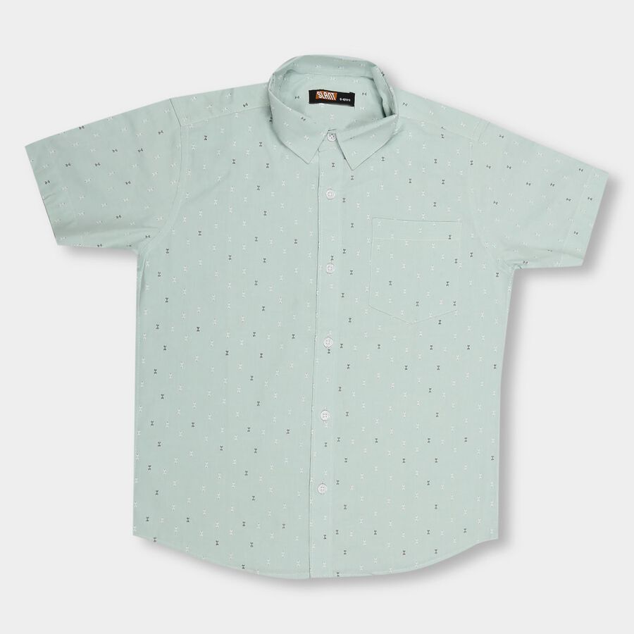 Boys' Light Mint Green Regular Collar Casual Shirt, Light Green, large image number null