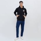 Men's Jet Black Hooded Neck Streetwear Sweatshirt, Black, small image number null