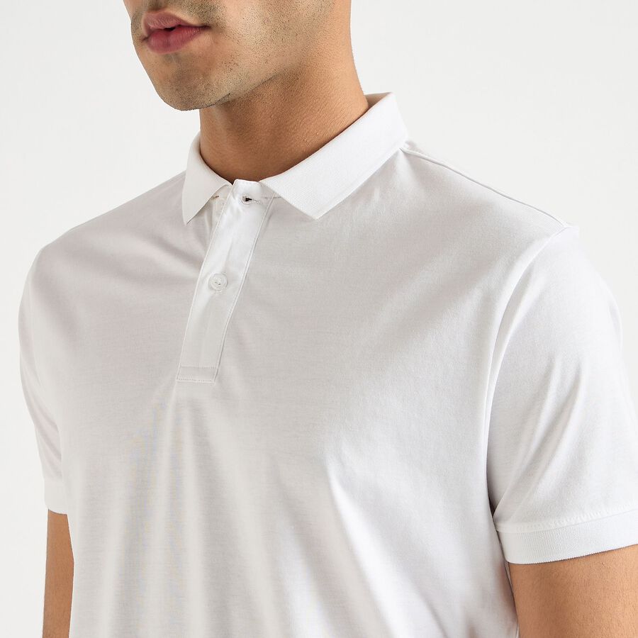 Men's 100% Cotton Collared Half Sleeves T-Shirt, सफ़ेद, large image number null