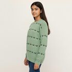 Girls Light Sage Green Crew Neck Casual Pullover, हल्का हरा, small image number null