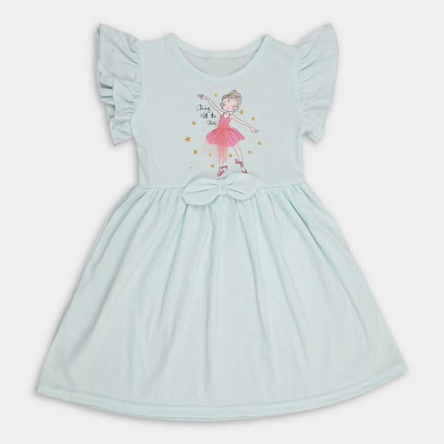Girls' Frock , हल्का हरा, large image number null