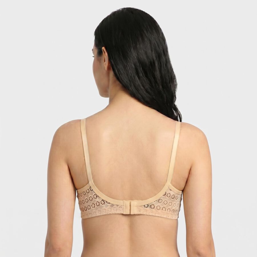 Women's Beige V-Neck Bralette Bra, गहरा पीला, large