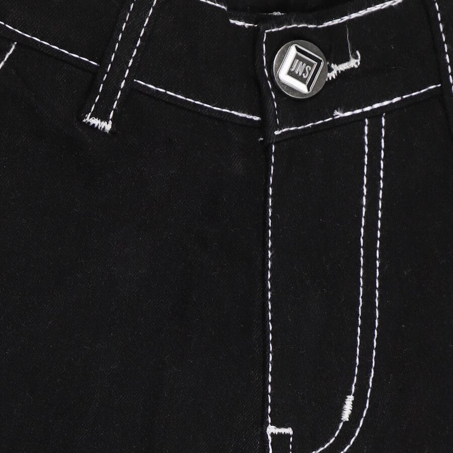 Boys' Jet Black Slim Fit Cargo Jeans, काला, large image number null