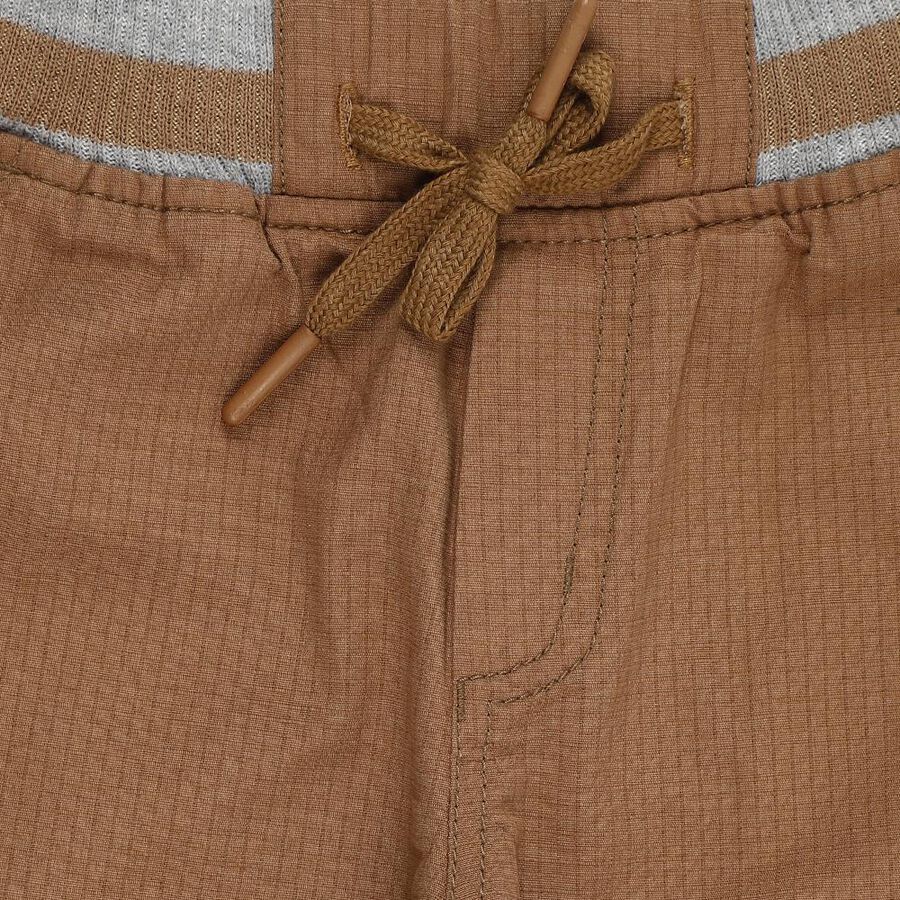 Boys' Beige Regular Fit Elastic Waist Textured Bermuda Shorts, Beige, large