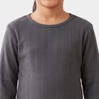 Girls Grey Long Sleeve Thermal, चारकोल, small