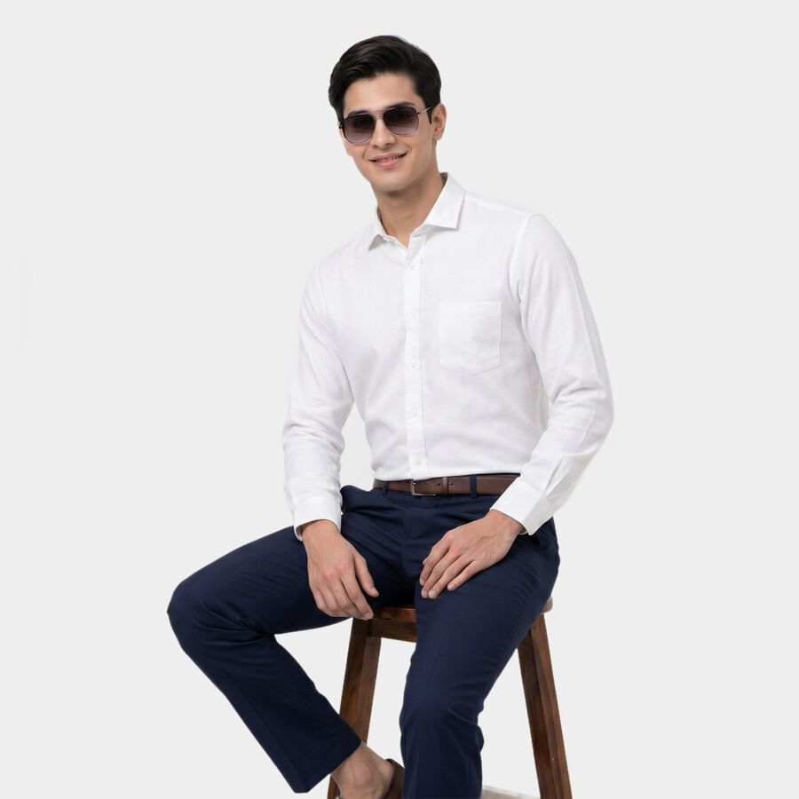 Men's White Regular Fit Formal Shirt, सफ़ेद, large