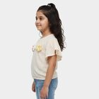 Girls' Off-White Round Neck Casual Sleeveless T-Shirt, Off White, small